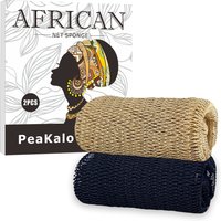 PeaKalo Authentic African Net Sponge-2Pcs Exfoliating Bath Shower Loofah Sponge, Gentle Back Scrubber for All Skin Types,Durable