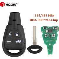 315/433Mhz ID46 PCF7946 Chip Smart Remote Car Key For SAAB 93 95 9-3 9-5 WF 2003-2010 LTQSAAM433TX Replacement Soft Rubber Pad