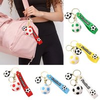 3 Pcs/Set Soccer Keychain with 3D Ball Charm, Mini Football Pendant & "Football" Wrist Strap, Sports Fan Key Ring for Bag