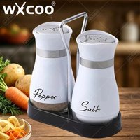 Pepper and Salt Seasoning Bottles with Glass Base Suitable for Kitchen Small Tools Bottles A Shaking Stand Added Kitchen Tools