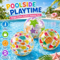 1PC Inflatable Beach Ball PVC Swimming Pool Toy Transparent Summer Beach Ball with Tropical Ocean Print