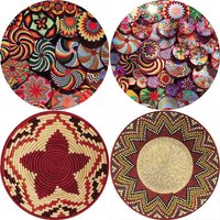 Mehofon Background Traditional Ethiopian Floral Pattern Africa Colorful Basket Mexican Party Cultural Round Cover Decor Backdrop