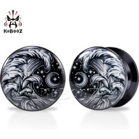 KUBOOZ Trend Acrylic Waves Moon Ear Plugs Tunnels Earring Gauges Body Piercing Jewelry Stretchers Expanders 6-30mm 2PCS