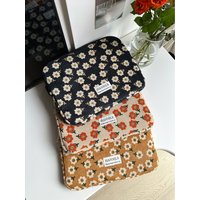 Retro Corduroy Floral Laptop Sleeve Bag, Universal Portable Storage Case for Laptop & Tablet, 10 11 13 14 15 15.6 Inch
