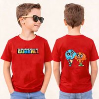 The Amazing World of Gumball Kids T-Shirt Gumball and Darwin Print Short Sleeve Casual Cotton Tee Boys Girls Summer Fashion Tops