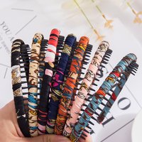 7PCS Fashion Women Girl Headdress Print Cloth Headband Wrap Hair Hoop Bezel With Teeth Female Hair Accessories Hairband Headwear