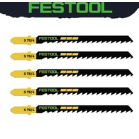 FESTOOL 204305 Jigsaw Blades S75/4 3 Inch 6 TPI Fast Clean Cut T-Shank Design Softwood Hardwood Cut Curved Saw Blade