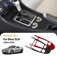 Real Soft Carbon Fiber For Mercedes Benz SLK R171 2004 2005 2006 2007 2008 2009 2010 Car Central Control Gear Shift Trim Sticker