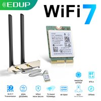 EDUP MT7927 Pro WiFi 7 PCIe Adapter Tri Band 2 4G 5G 6GHz Up to 9334Mbps MLO 6dBi Antennas BT5 4 WPA3 for Linux Win11 Desktop PC