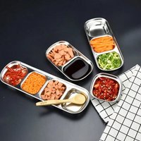 304 Stainless Steel Korean Sauce Dish Food Grade Divided Compartments (1-4) Anti Rust Easy Clean Creative Serving Tray