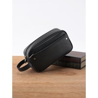 Men's Textured PU Leather Organizer Bag - Dual Zipper Hand Carry w/ Detachable Strap, Fits Phone & Essentials