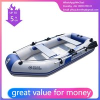2.3M 3 Person Inflatable Fishing Boat 7.5ft Rowing Kayak Canoe Air Floor With Free Accessories Dinghy
