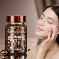 Mengxi Blue Black Ganoderma Collagen Firming and Moisturizing Essence Oil 0.5ml*30 Capsules, Contains Vitamin E and Plant-Based Squalane to Moisturize and Brighten Facial Skin, Making Skin Look