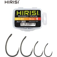 Hirisi 200pcs PTFE Coated Fish Hook High Carbon Stainless Steel Anti-Rust Sharp Point Barbed With Eye for Fishing Accessory 8031
