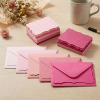 Pink Wave Edge Envelopes, 10X7Cm Small Gift Envelopes for Cards, Ideal for Wedding Invitation, Gift Cards, Crafts Birthday Party
