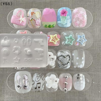 〔YS1〕3D Silicone Mold Nail Art Decoration DIY Flower Slippers Hats Mold For Nails Jewelry Crafts Transparent Manicure Template