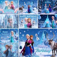 Disney Frozen Anna Elsa Princess Backdrop Fairy Tale Ice Castle Girls Baby Shower Birthday Party Photography Background Custom