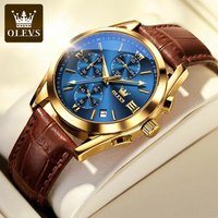 OLEVS New Men's Fashion Watch With Brown Leather Strap.Men Casual Sports Quartz Movement Waterproof Watch Men's Watch 2872