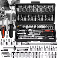 Professional 46 Piece 1/4 Inch Socket Ratchet Wrench Set Auto Motorcycle Maintenance Tools