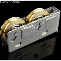 4pcs/lot Sliding Doors and Window Rollers Stainless Steel Copper Double Wheel Pulley Panning Cupboard Door Pulley Wheel Fittings