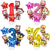 Paw Patrol Cartoon Dog Number Foil Star Mylar Balloons Birthday Baby Shower Party Decor Photo Prop Aluminum Balloon Supply Packs