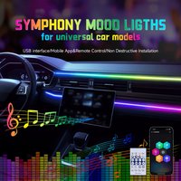 Lumière ambiante LED USB pour voiture, bandes acryliques 64 couleurs, RVB pleine couleur, intérieur de voiture, application cachée, télécommande, lampe de escale, 110cm