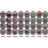 MOC Facial Expression Face Head Figures Accessories Mini Building Blocks View Head Headwear Halloween Skeleton Bricks Friend Toy