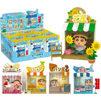Crayon Shin-Chan Seafood Shop Stall Blind Box Toy Luminous Desktop Ornament Anime Cute Doll Shopping Street Series Toy Kids Gift