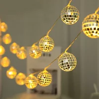 70s Music Disco Theme Fairy String Light 1.5m 10LED Mirror Disco Ball Bedroom Garden Hanging Lights for Birthday Party Decor