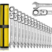 WOZOBUY Ratschenschlüssel-Set mit flexiblem Kopf – metrische Ratschen-Maulschlüssel, CrV-Getriebeschlüssel-Set, Reparatur-Werkzeug-Set für Autoschlüssel
