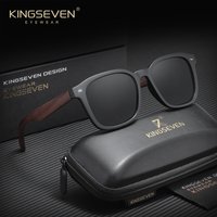 KINGSEVEN Retro Walnut Wood Sunglasses Polarized UV400 Luxury Square Frames Fashion Eyewear for Outdoor Driving Men & Women