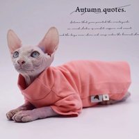 Sphynx Cat Clothes All SeasonPure Pink Hairless Cat Vest Shirt Comfort Cotton Turtleneck Outwear Coat for Devon Rex Cat Clothes