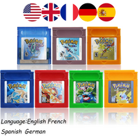 Wholesale ^^21 Styles Pokémon 16-Bit GBC Game Cartridge Red Blue Green Gold Silver Crystal French/Spanish/German/English Version