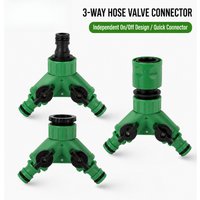 Y-Shape 3-Way Water Hose Splitter Valve Garden Pipe Connector With Switch