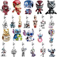Stitch,Marvel,Monsters, Inc.Charm Beads Pendant Fit Original Snake Silver Bracelet Necklace Beads For Diy Jewelry Women Gift