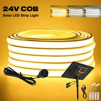 Taśma LED COB 24V solarna, zewnętrzna, wodoodporna, neonowa, 320 LED/m, elastyczna lina świetlna, ciepła, naturalna biel, oświetlenie do ogrodu, domu.