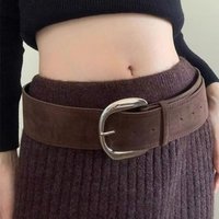 Maillard Styles Suede Leather Wide Belt Luxury Design Casual Pin Buckle Waistband Trendy Versatile Trouser Dress Belts Gifts