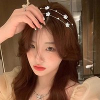 Double Layer Hairband Flower Pearl Crystal Rhinestones Headband for Women Headwear Shiny Rhinestone Hair Band Hair Accessories