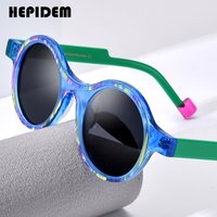 HEPIDEM Acetate Polarized Sunglasses Women Vintage Famous Brand Designer Big Size Round Transparent Sun Glasses y2k 9351