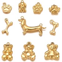 3Pcs Cute Bear/Pet Dog/Dachshund Charm Stainless Steel Waterproof Animal Claw Pendant DIY Jewelry Making Necklace/Earring Dangle
