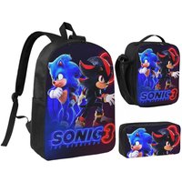 Sonices The H-edgehogs 3 3pecs/set Backpack for Teenage High School Canvas Bags Lunch bag Pencil Case