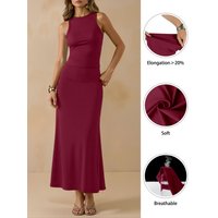 2026 Women's 2-Piece Outfit, Ribbed Sleeveless Tank Top + High Waist Mermaid Maxi Skirt, Casual Solid Color Bodycon Matching Set