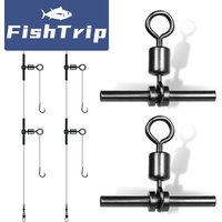 FishTrip 25Pcs 3 Way Swivel Cross-Line Crimp Swivels Stainless Steels for Heavy Duty Rig or Deep Sea Rig Make