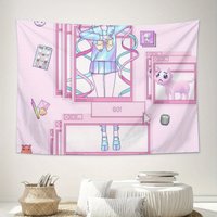 Needy Overload Aesthetic Wall Tapestry Modern Home Decor with Pink & Purple Design Fabric Horizontal Orientation