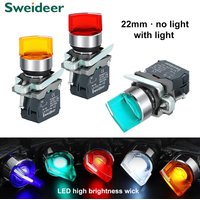XB4 Knob Switch with LED 22mm 1NO/2NO/1NO1NC 2/3Position Self Locking Select Rotary Switch with Light 12V 24V 220V 10A Red Green