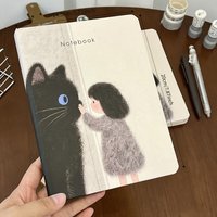 Ins Healing Girl Cat Notebook A5 Binder Ruled Hardcover Portable Journal Diary Study Work Creative Stationery Notepad Students