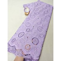 2026 African Nigerian High-Quality Sequins Cotton Embroidery Lace Fabric Tulle for Luxury Wedding Party Dresses Chiffon 5Yards