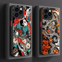 Case For iPhone 16 15 14 13 12 11 Pro Max X XR XS 7 8 Plus SE 2020 Japan Ukiyo-e Samurai Sea Wave Hard Matte Shockproof Cover