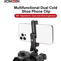 Ronkoen TZ-18 For 1/4 Screw Tripod Mount Adapter For Samsung iPhone Xiaomi Cellphone Universal 360° Mobile Phone Clip Holder