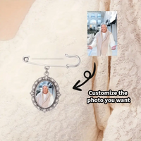 Personalised photo wedding accessory - custom image oval/teardrop floral angel pendant charm, commemorative gift